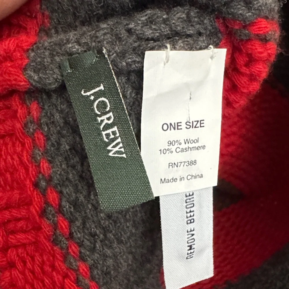 J. Crew Striped Kids Beanie in Red and Gray